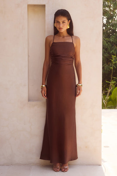 LUCIENNE MAXI DRESS - CHOCOLATE