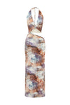 LUMIA HALTER CUTOUT MAXI DRESS - ZARLA CHOC