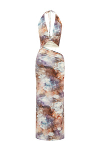 LUMIA HALTER CUTOUT MAXI DRESS - ZARLA CHOC