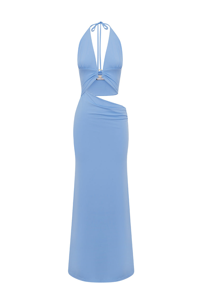 LUMIA HALTER MAXI DRESS - BLUEBELL