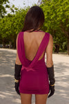 LUMIA RUCHED MINI DRESS - BERRY