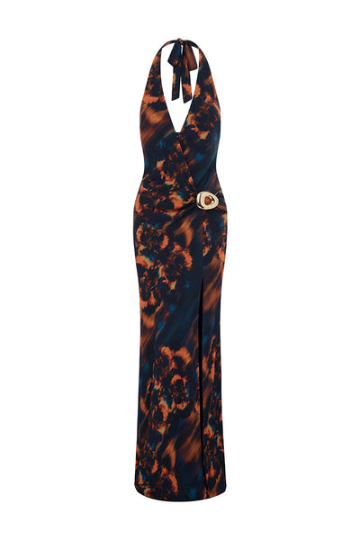 MABELLA HALTER MAXI DRESS - VALINA ORANGE