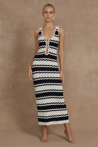 PANAMA MIDI DRESS - BLACK/SAND