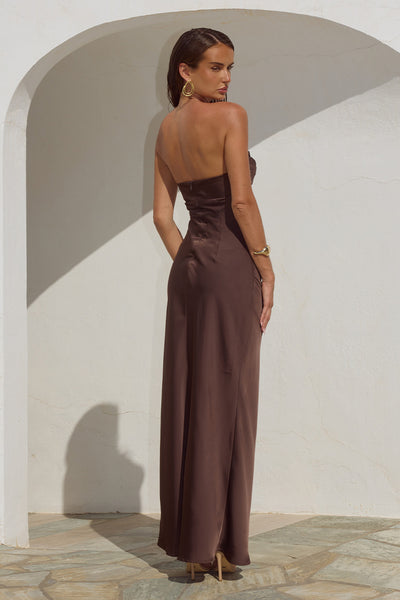 MADELEINE STRAPLESS MAXI DRESS - BITTER CHOCOLATE