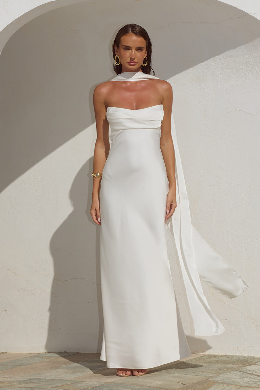 MADELEINE STRAPLESS MAXI DRESS - PEARL