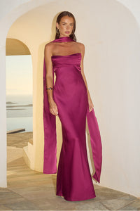 MADELEINE STRAPLESS MAXI DRESS - PLUM