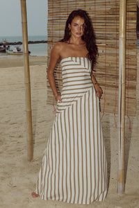 MALIAH MAXI DRESS - VORY STRIPE