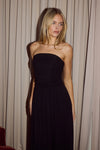 MALONE RUCHED STRAPLESS MAXI DRESS - BLACK