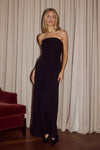 MALONE RUCHED STRAPLESS MAXI DRESS - BLACK