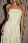 MALONE RUCHED STRAPLESS MAXI DRESS - LEMON