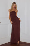 MALONE RUCHED STRAPLESS MAXI DRESS - ESPRESSO