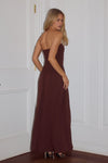 MALONE RUCHED STRAPLESS MAXI DRESS - ESPRESSO