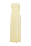 MALONE RUCHED STRAPLESS MAXI DRESS - LEMON