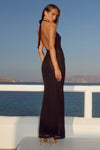 MANDI CROSS NECK CUTOUT MAXI DRESS - BLACK