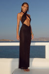 MANDI CROSS NECK CUTOUT MAXI DRESS - BLACK