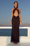 MANDI CROSS NECK CUTOUT MAXI DRESS - BLACK