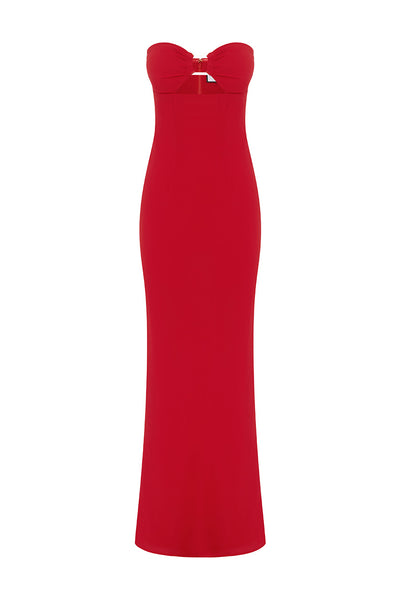 MARIA STRAPLESS MAXI DRESS - RED