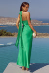 MARILLA RUCHED HALTER MAXI DRESS - EMERALD