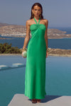 MARILLA RUCHED HALTER MAXI DRESS - EMERALD