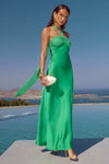 MARILLA RUCHED HALTER MAXI DRESS - EMERALD
