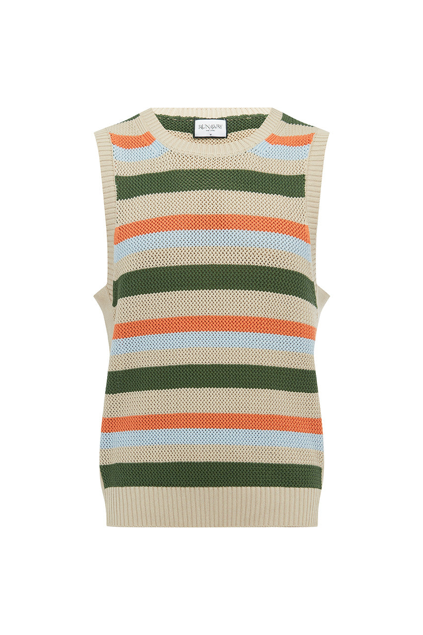 MICHELO KNIT TANK - KHAKI MULTI