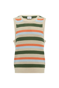 MICHELO KNIT TANK - KHAKI MULTI