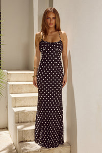 MONET MAXI DRESS - BLACK POLKA