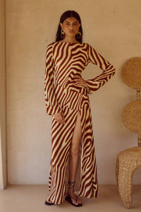 MONTIE SLEEVED MAXI DRESS - MONTIE CHOC