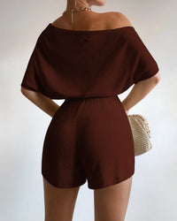 MIAMI KNIT PLAYSUIT - CHOCOLATE