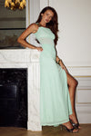 NAELLE ONE SHOULDER MAXI DRESS - KEY LIME