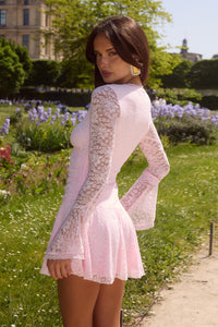 NATALYA SLEEVED LACE MINI DRESS - MUSK
