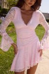 NATALYA SLEEVED LACE MINI DRESS - MUSK