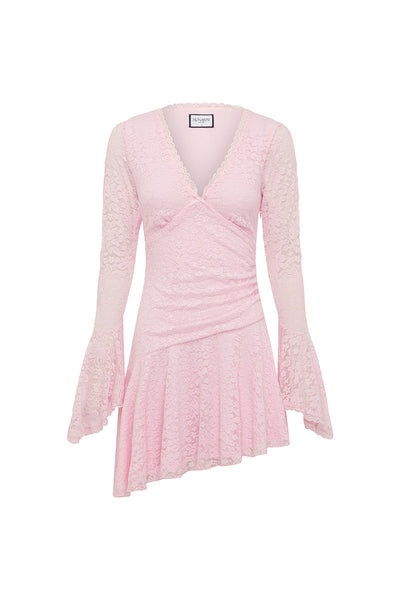NATALYA SLEEVED LACE MINI DRESS - MUSK