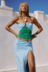 NAYA KEYHOLE STRAPLESS TOP - BLUE MULTI