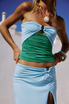 NAYA KEYHOLE STRAPLESS TOP - BLUE MULTI
