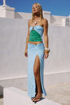 NAYA HIGH SLIT MAXI SKIRT - BLUE