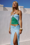 NAYA HIGH SLIT MAXI SKIRT - BLUE