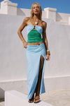 NAYA HIGH SLIT MAXI SKIRT - BLUE