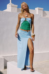 NAYA HIGH SLIT MAXI SKIRT - BLUE