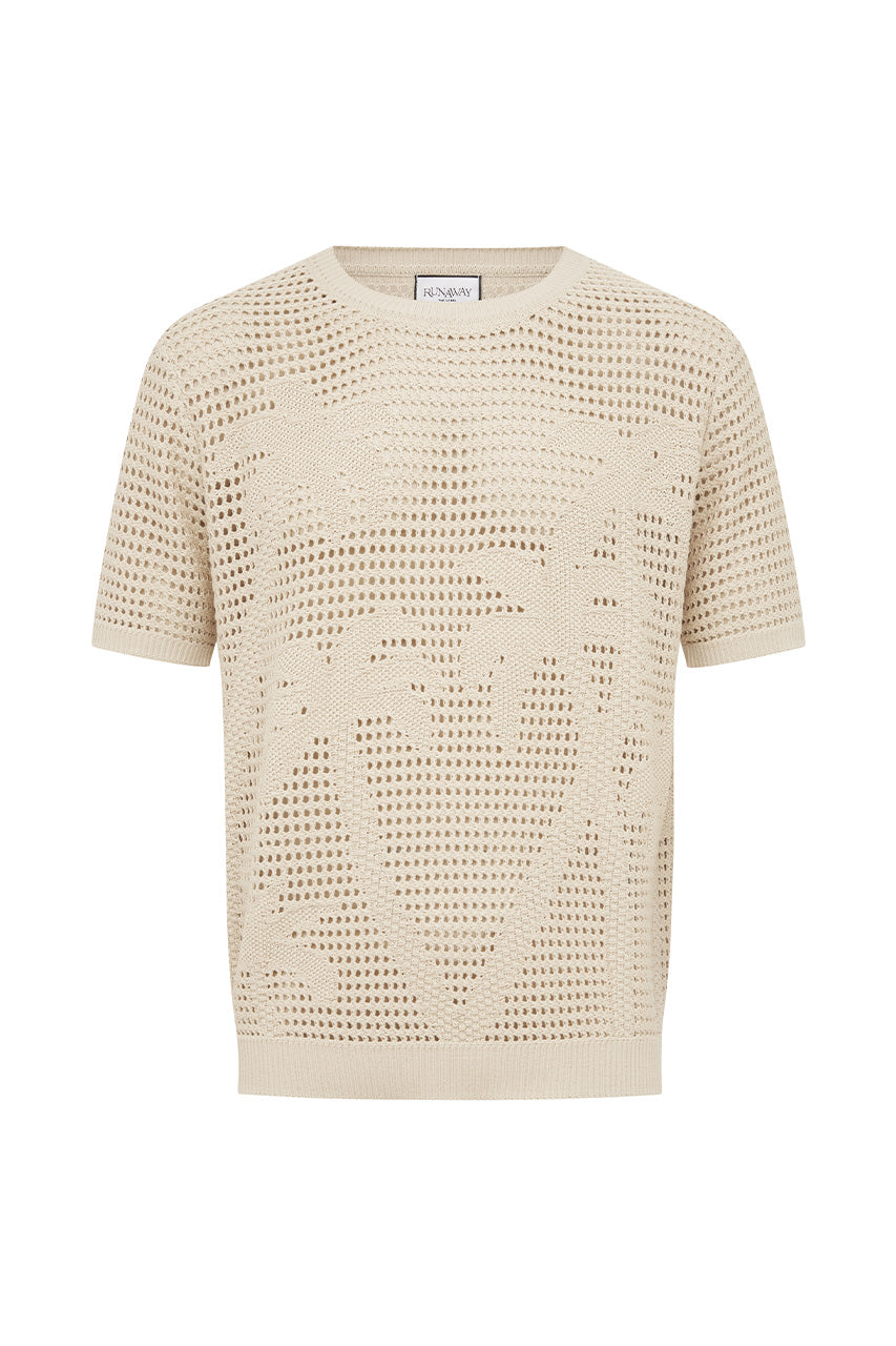 NICOLAS SHORT SLEEVE KNIT TOP - SAND
