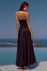 ODINA SQUARE NECK MAXI DRESS - BLACK