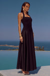 ODINA SQUARE NECK MAXI DRESS - BLACK