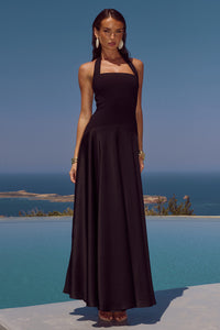 ODINA SQUARE NECK MAXI DRESS - BLACK