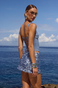 ORION SEQUIN MINI SKIRT - STEEL