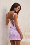 ORION SEQUIN MINI SKIRT - MUSK