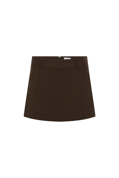 ORLA TAILORED MINI SKIRT - CHOCOLATE