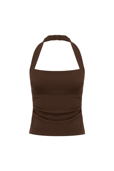 PARKER HALTER TOP - BITTER CHOCOLATE