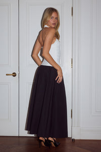 ZIMA FLOWY A-LINE MIDI SKIRT - BLACK