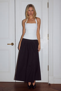 ZIMA FLOWY A-LINE MIDI SKIRT - BLACK