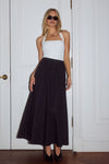 ZIMA FLOWY A-LINE MIDI SKIRT - BLACK
